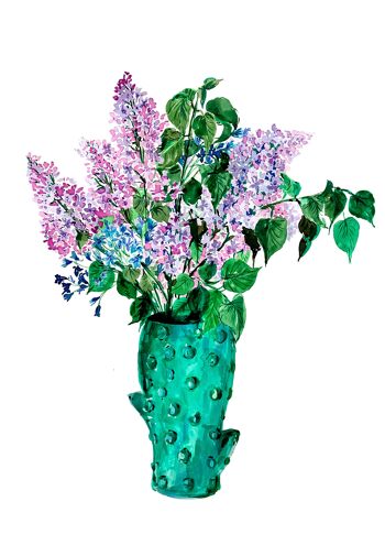 Lilas en Cactus Vase Giclée Print