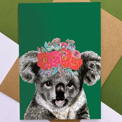 Copricapo floreale Koala verde