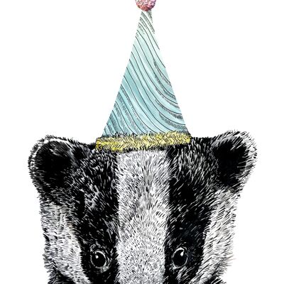 Party Badger Giclée Print