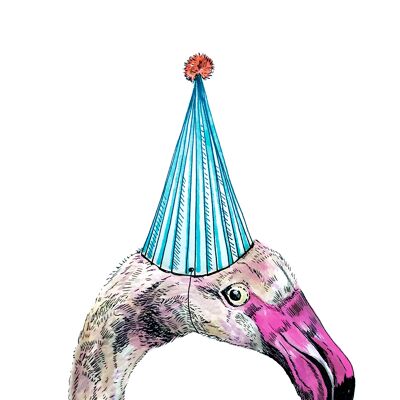 Party-Flamingo-Giclée-Druck