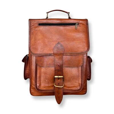 Large Capacity Leather Backpack Vintage Brown MIRA