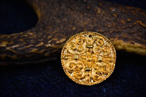 Gold Plated Jorvik Scroll Brooch