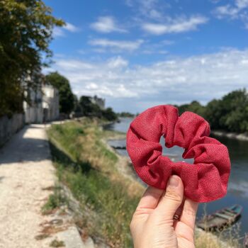 Le chouchou en lin - Rouge coquelicot - Upcyclé 1