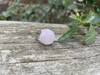 Bague en Quartz Rose pierre naturelle forme ronde 5