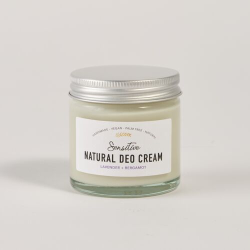 Natural Deodorant Cream for Sensitive Skin, Bergamot & Lavender, 60ml