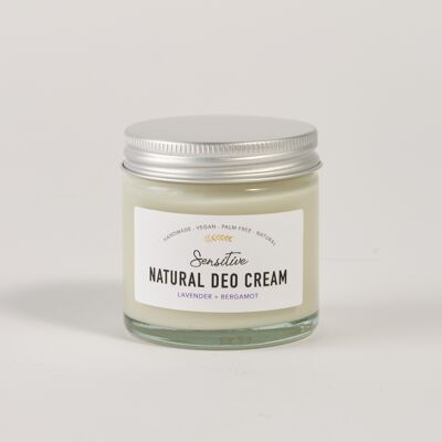 Crema Desodorante Natural para Pieles Sensibles, Bergamota y Lavanda, 60ml