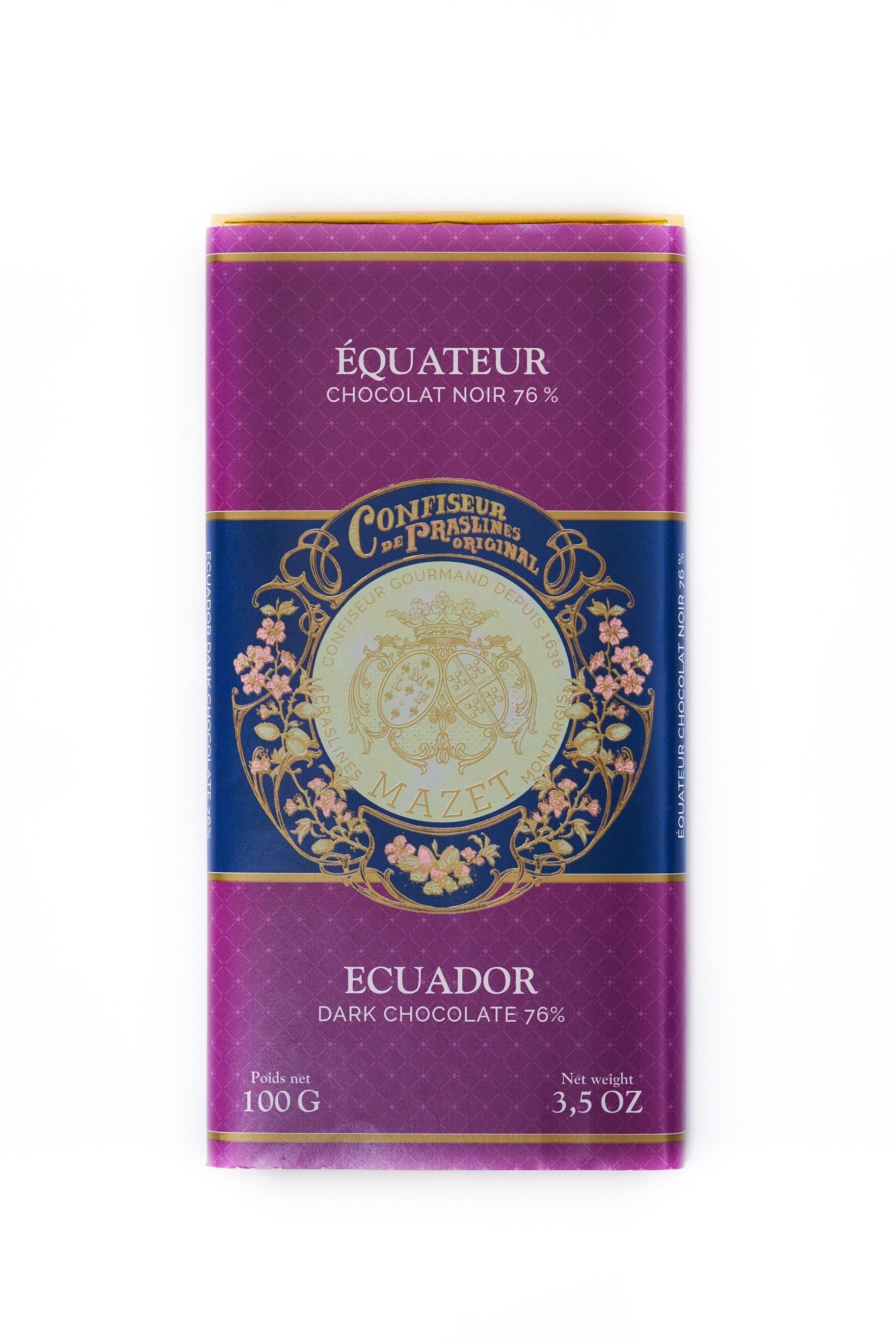 Tavoletta di puro cioccolato fondente origine Ecuador 76%.