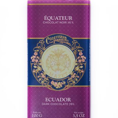 Tavoletta di puro cioccolato fondente origine Ecuador 76%.