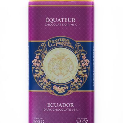 Tablette Pure Origine Equateur chocolat noir 76% - TAEQ1