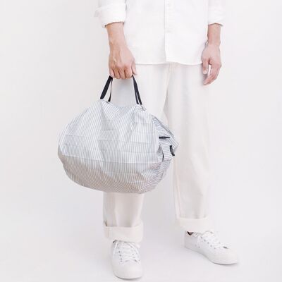 Shupatto compact foldable shopping bag size M Stripes (Sen)