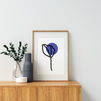 Art print "Flower with grass and the Moon"