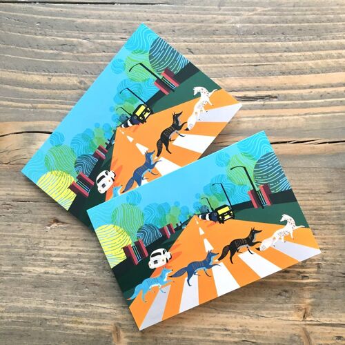 London Greeting Card Abbey Road Foxes