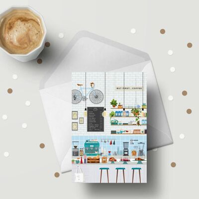 London Greeting Cards, But first Coffee!