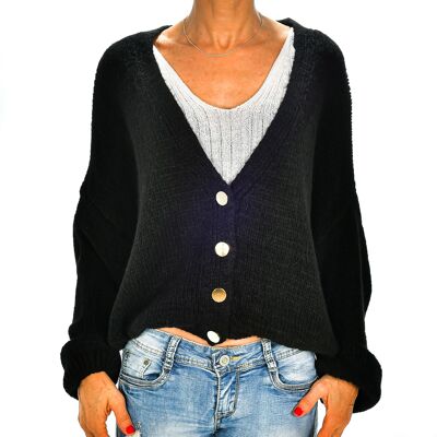 Cardigan corto con 4 bottoni, taglia unica. Fatto in Italia.