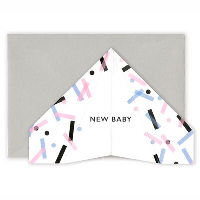 Nuevo bebé | Tarjeta de avión de papel
