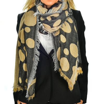 Foulard-Schal mit Doppelklappen-Kreisdesign, Modal und Wolle. Hergestellt in Italien.