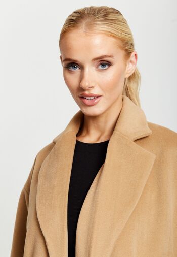 Manteau Long Ceinturé Liquorish en Camel 20