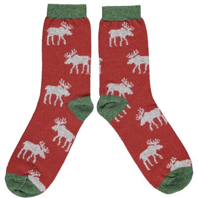 Men's Lambswool Ankle Socks - moose - terracotta