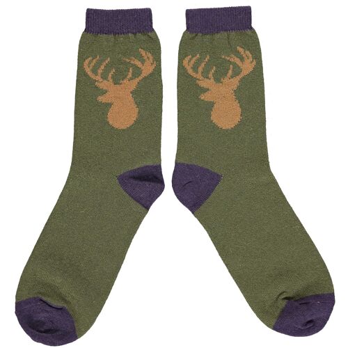 Men's Lambswool Ankle Socks stag - green