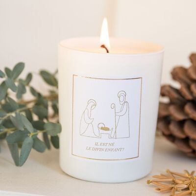 Christmas scented candle - He was born the divine child