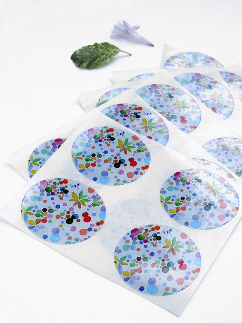 SET DE 12 ETIQUETAS ADHESIVAS PUNTO MULTICOLOR