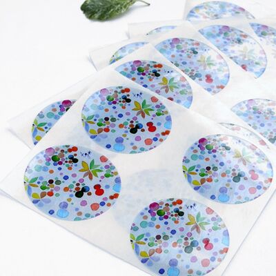 SET OF 12 STICKER LABELS MULTICOLORED DOT