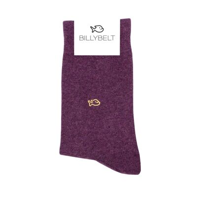 Plain combed cotton socks - Deep purple