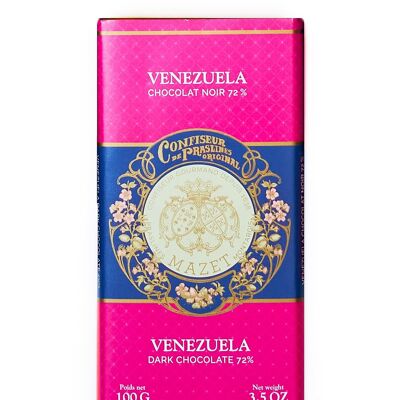 Barra de chocolate negro Puro Origen Venezuela 72%