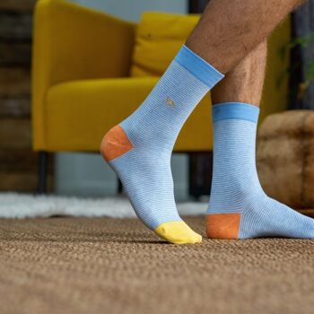 Chaussettes rayées en coton  Bleu lagon 2