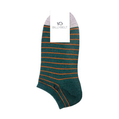 Combed cotton socks With fine stripes - Orange and green