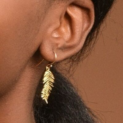 Mimosa pudica leaf 14k Gold on sterling recycled silver, by Mother Nature Jewelry.  Symbol of renewal, Fortitude and pureness
