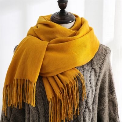 Imitated Cashmere Solid Color Tasseled Shawl Scarf
