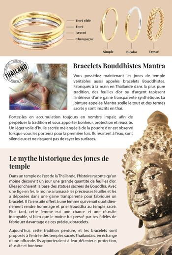 Bracelet Bouddhiste certifié made in Thaïlande avec Mantra - Modèle simple 6mm - LIGHT GOLD 5