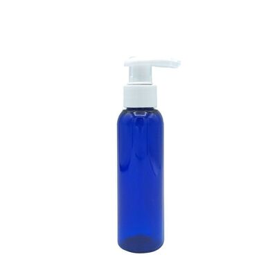VICTOIRE BOTTLE - BLUE PET PLASTIC - 100ml - WHITE SOAP PUMP