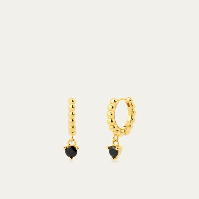 Ivy Black Gold Earrings - Mint Flower -