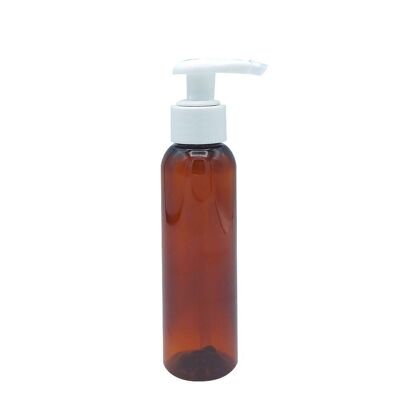 VICTOIRE BOTTLE - AMBER PET PLASTIC - 100ml - WHITE SOAP PUMP
