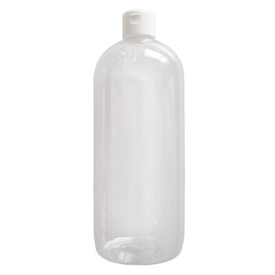 EVEREST BOTTLE - TRANSPARENT PET PLASTIC - 1L - WHITE SERVICE CAPSULE