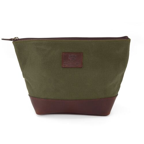 The Navigator Khaki Waxed Canvas Triangular Washbag