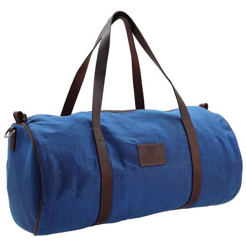 Blue Canvas Barrel Bag