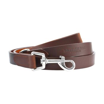 Laisse pour chien fine en cuir marron 15 mm 1