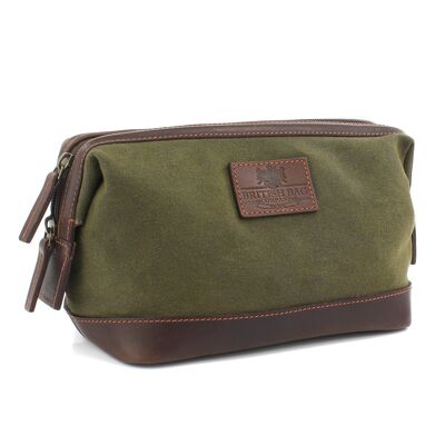 The Navigator Khaki Waxed Canvas Washbag