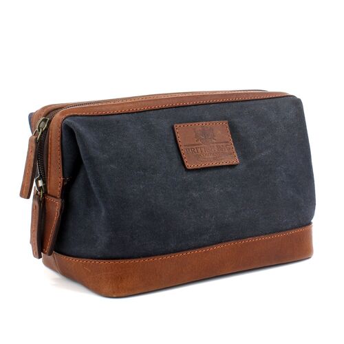 The Navigator Navy Waxed Canvas Washbag