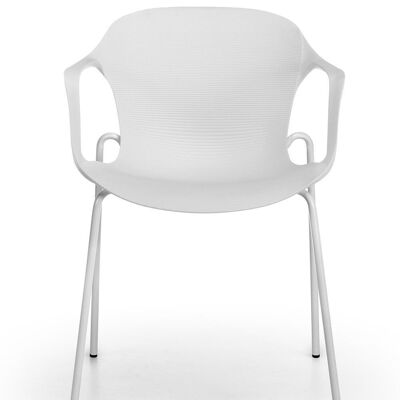FIXED CHAIR WITH 4 LEGS, WHITE METAL FRAME AND LEGS DK1006