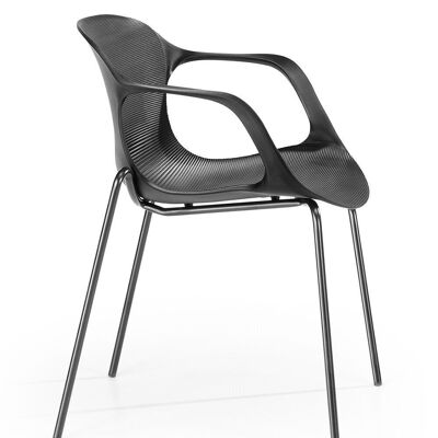 FIXED CHAIR WITH 4 LEGS, BLACK METAL FRAME AND LEGS DK1007