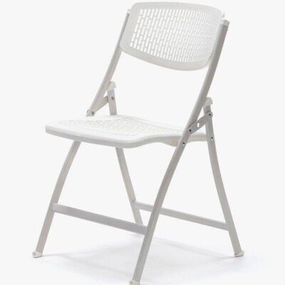 SILLA SEUL PLEGABLE, ASIENTO Y RESPALDO EN PVC BLANCO DK1060