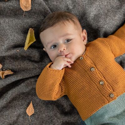 Cardigan per neonato in 100% lana merino - cervo
