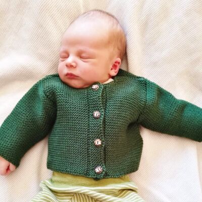 Baby cardigan made of 100% merino - spruce