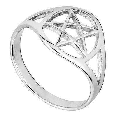 Precioso anillo de pentagrama de plata