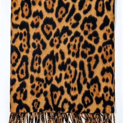 Bufanda con estampado de leopardo en marrón