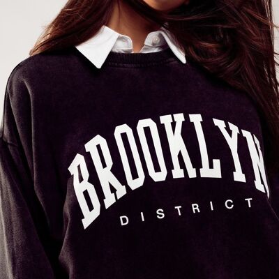 Brooklyn-Sweatshirt mit Rundhalsausschnitt in Schwarz